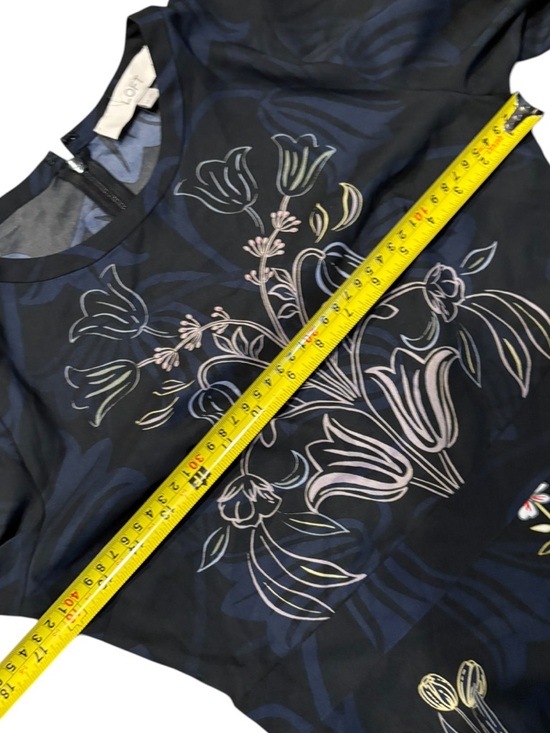Loft by Anne Taylor navy floral embroidered dress 0p